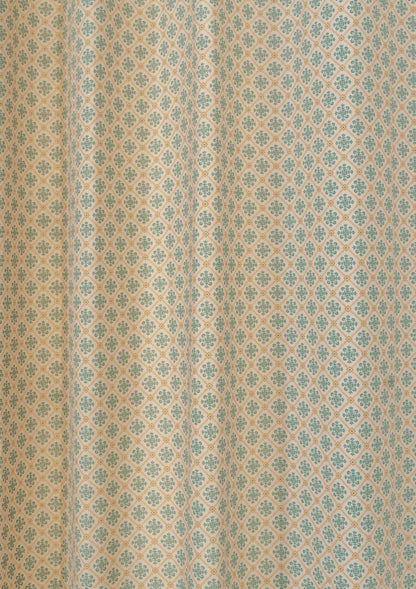 Yura 100% cotton geometric fabric for living room - Room darkening - Aqua blue