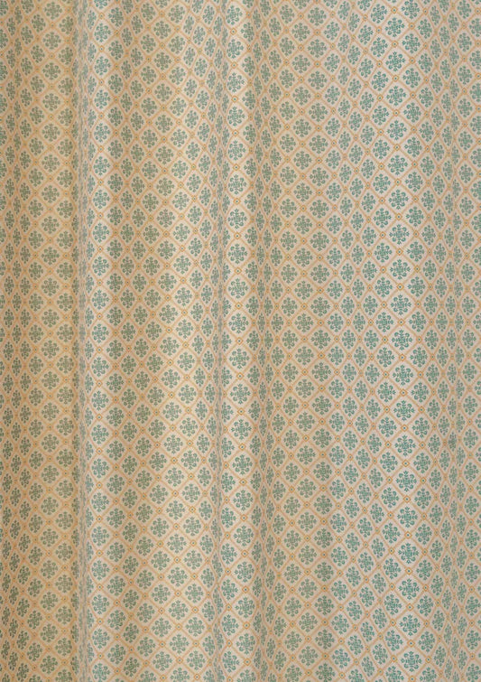 Yura 100% cotton geometric fabric for living room - Room darkening - Aqua blue