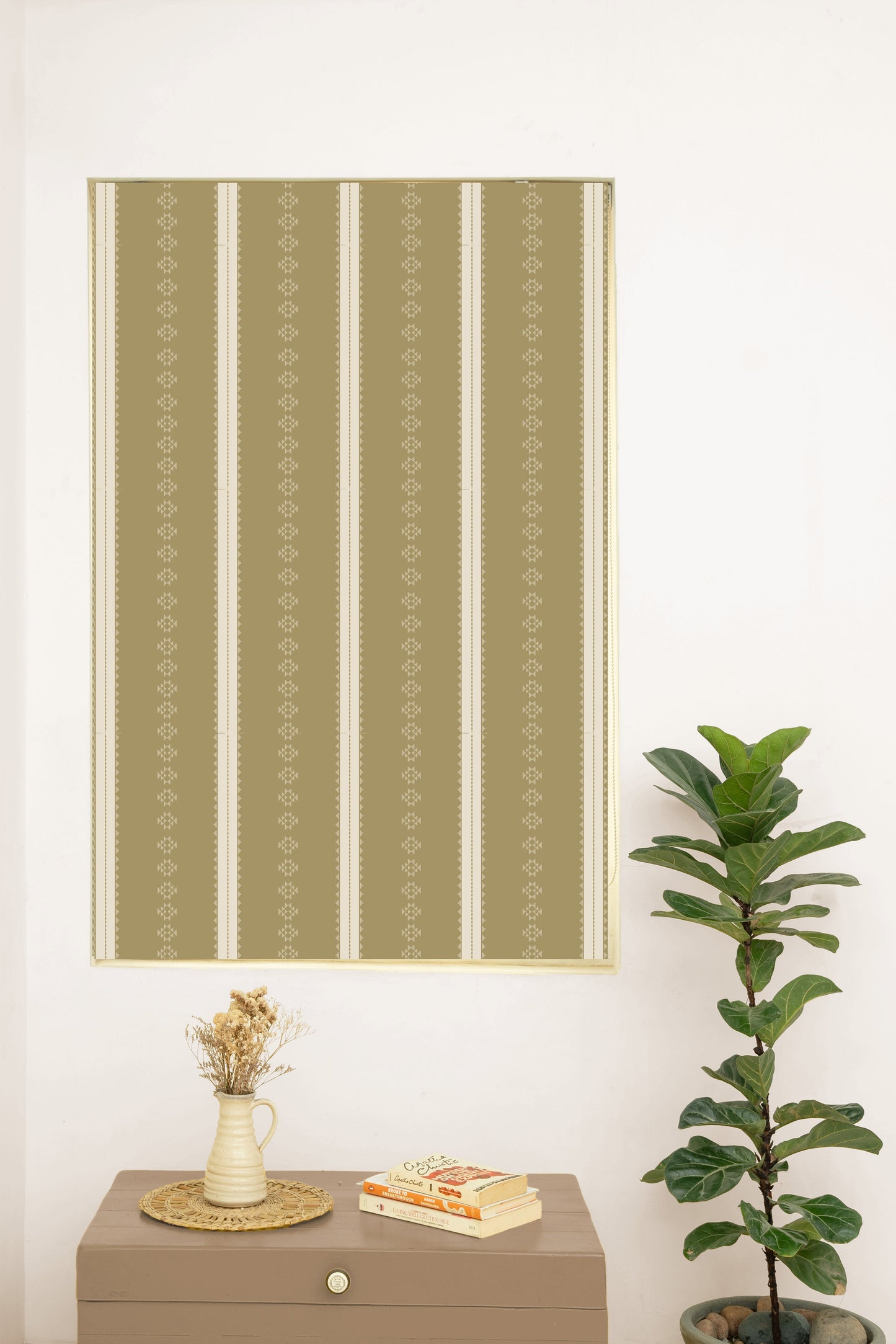 Bhumi Linen Cotton Ethnic textured Customizable blind for livingroom & Bedrooms - Light Reduction - Green