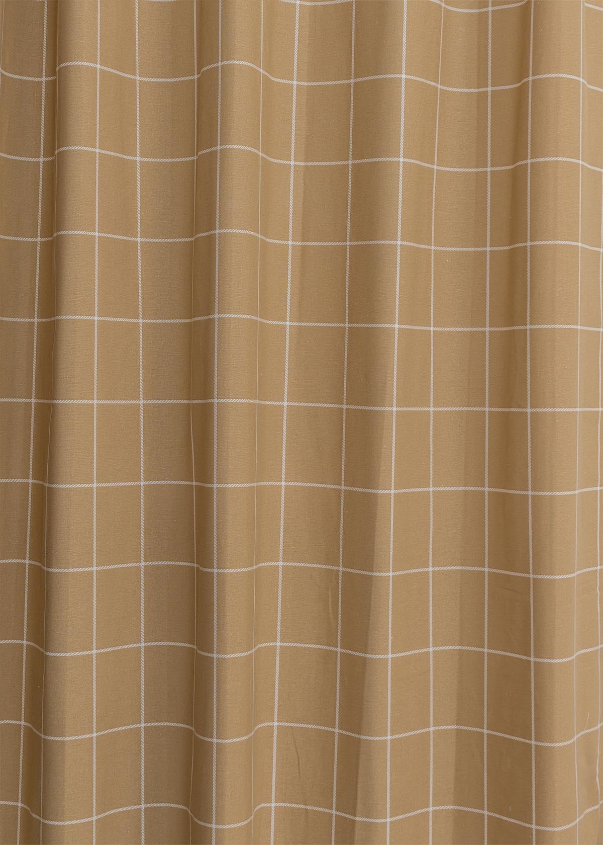 Cabin Checks printed cotton Fabric - Brown