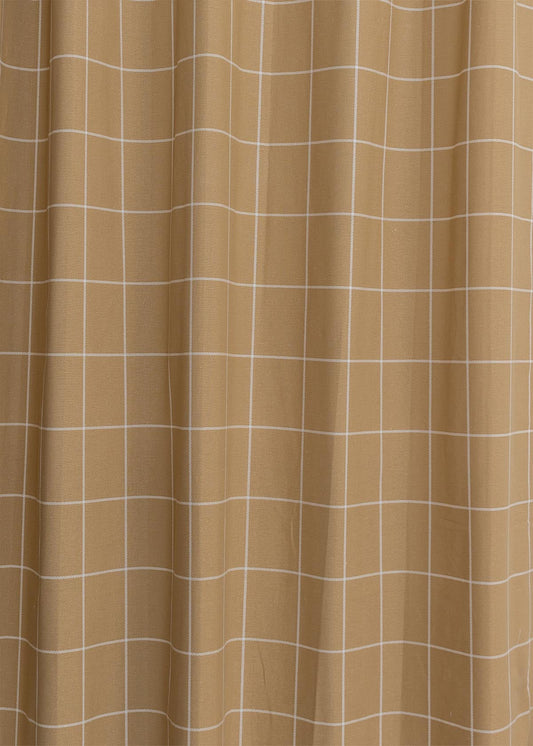 Cabin Checks printed cotton Fabric - Brown