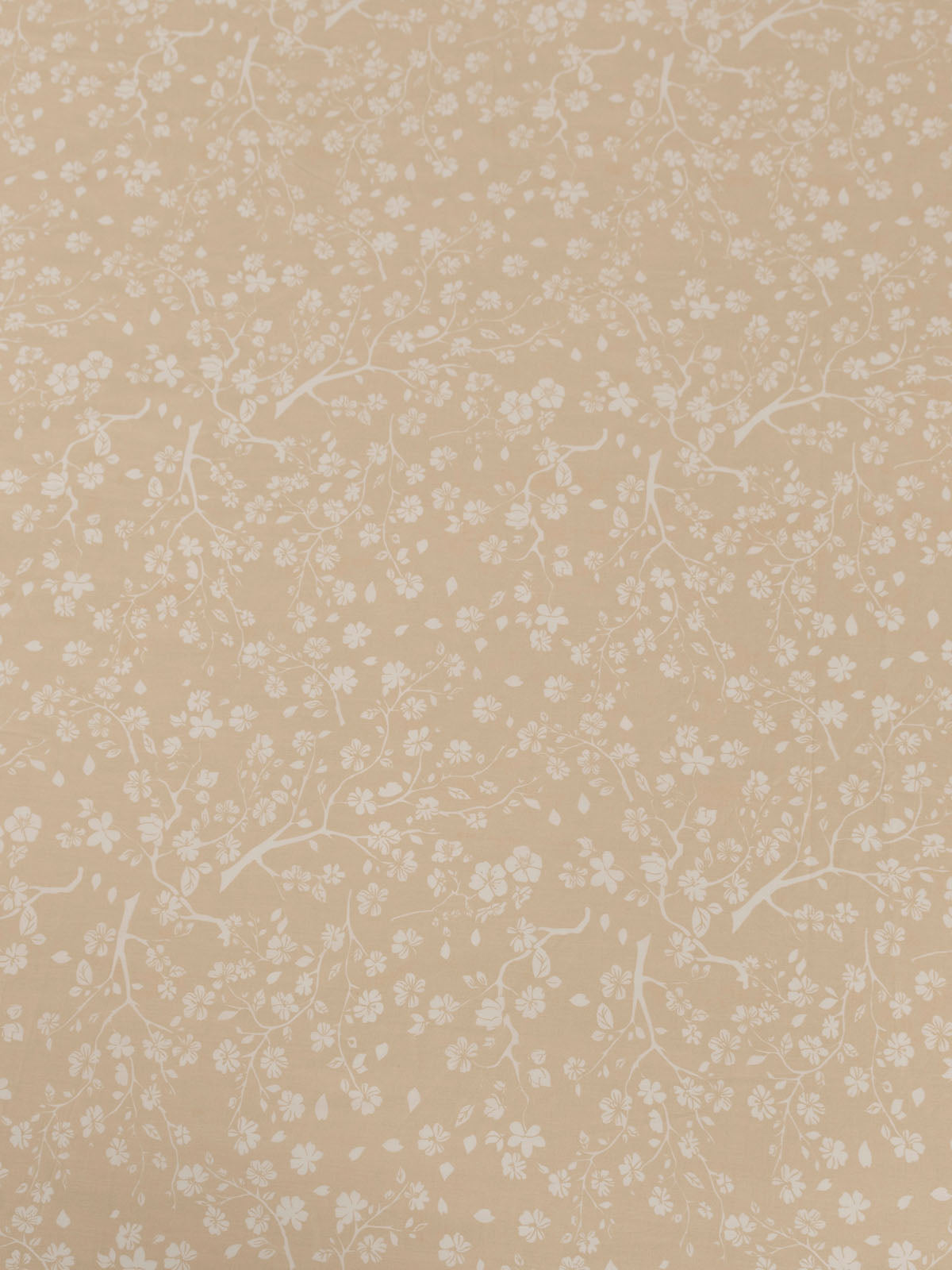 Cherry Blossom Printed Cotton Fitted Sheet - Cream