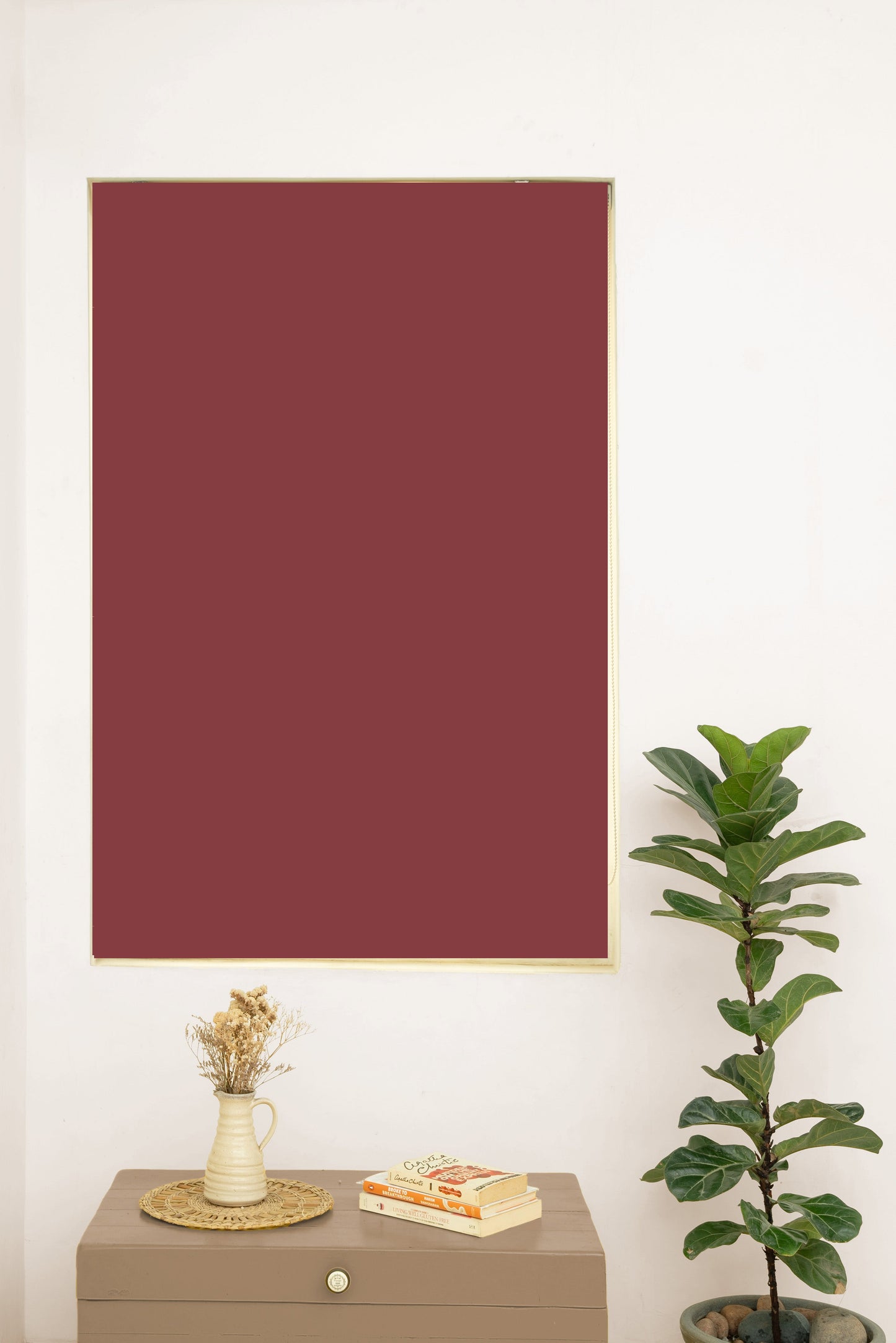 Crimson Red 100% Cotton Plain Customizable blind for livingroom & Bedrooms-Room Darkening