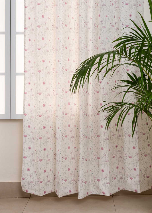 Drifting Dandelion Lavender 100% cotton floral curtain for kids room, living room - Light Reduction - Single Piece