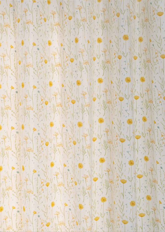 Drifting dandelion printed cotton Fabric - Yellow