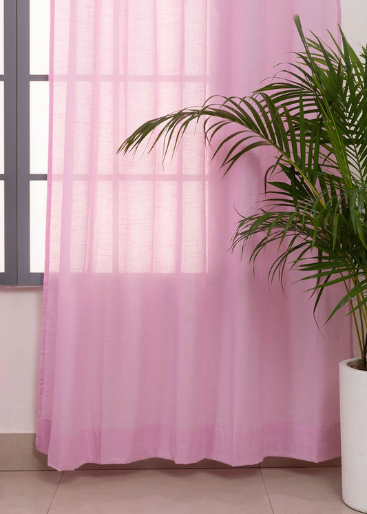 Solid Lavender sheer 100% cotton plain curtain for Living room & bedroom - Light filtering - Single Piece