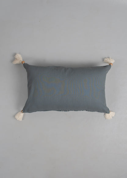 Cosmos Printed 100% Cotton Floral-Geometric Design Cushion Cover for Sofa - Blue