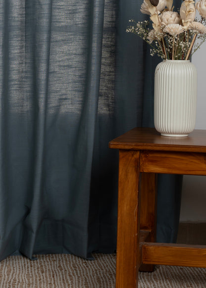 Solid Mist Blue 100% cotton curtain for Living room and bedroom - Room darkening - Single Piece