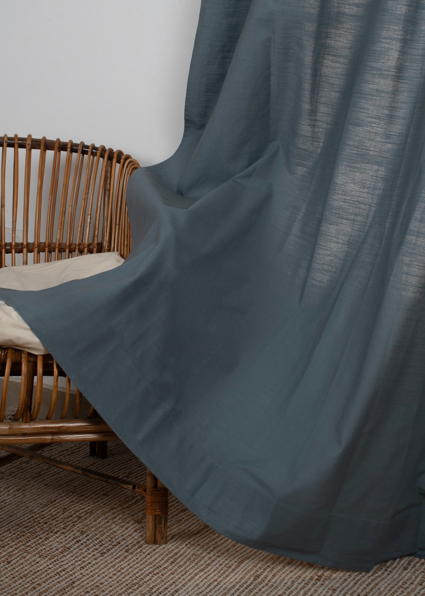 Solid Mist Blue 100% cotton curtain for Living room and bedroom - Room darkening - Single Piece