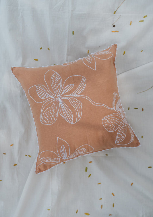 Embrose Embroidered 100% Cotton floral Design Cushion Cover for Sofa – Rust