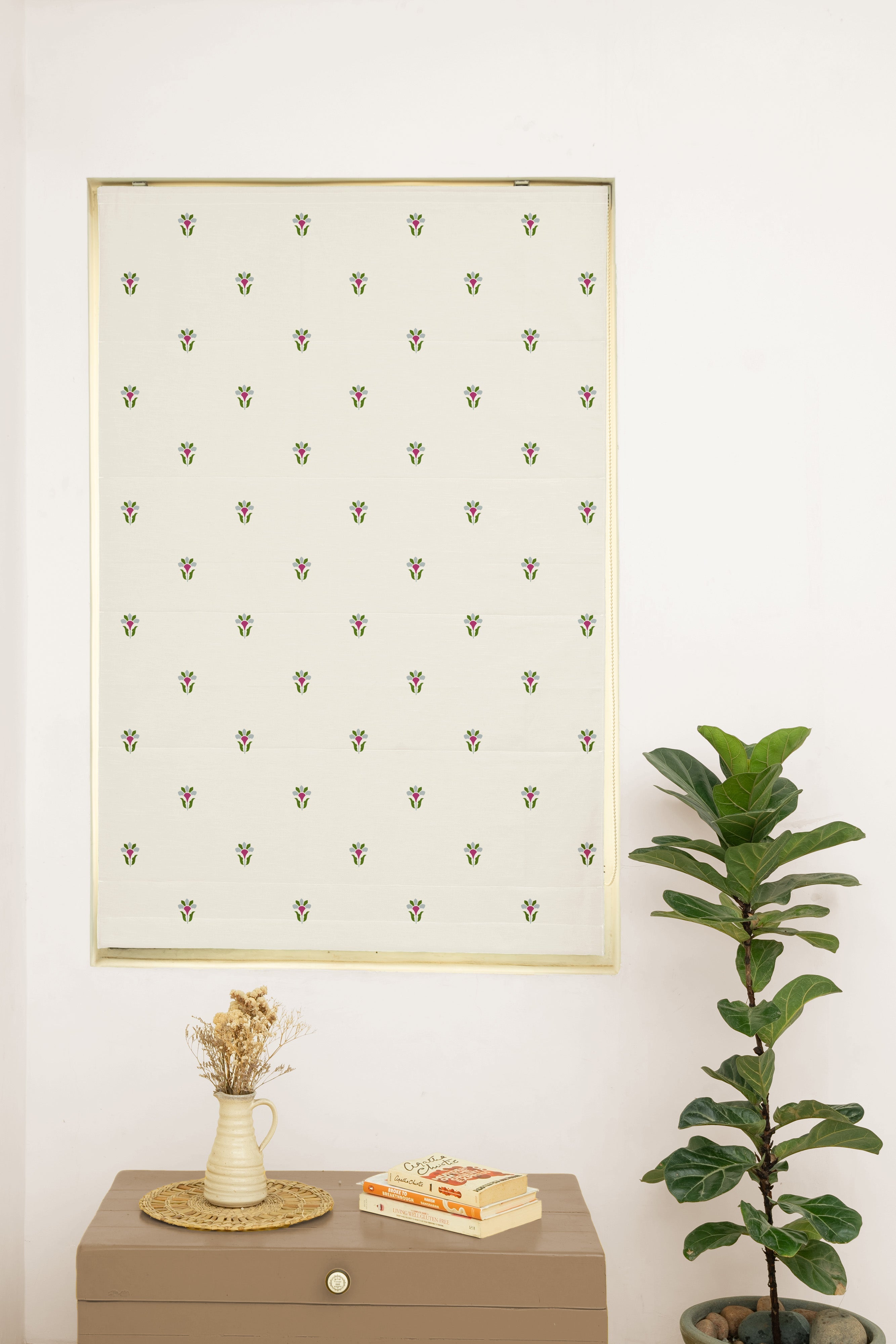 Emerald 100% Cotton Sheer Printed Customizable blind for livingroom & Bedrooms-Light Filtering