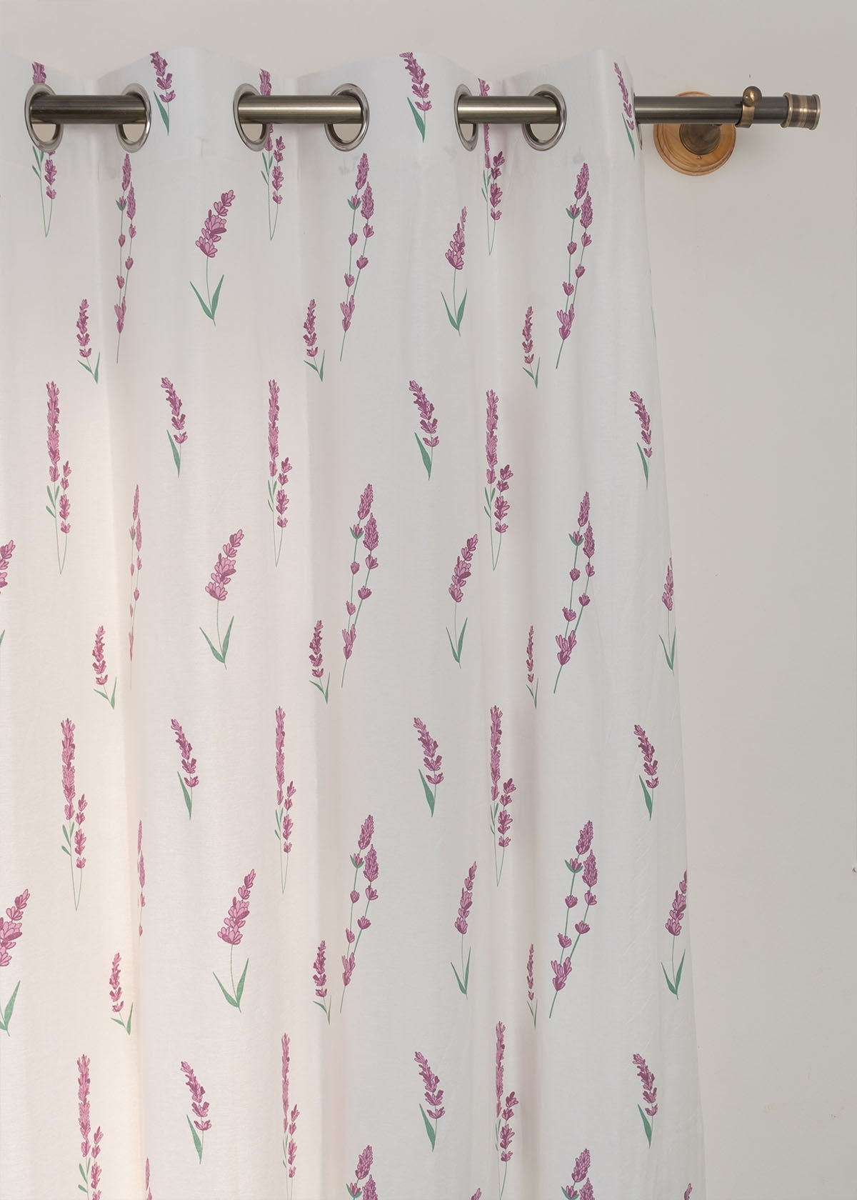 Fields of Lavender 100% cotton floral curtain for kids room - Light Reduction -  Lavender - Single Piece