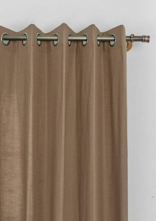 Solid chocolate brown 100% cotton plain curtain for bedroom - Room darkening - Single Piece