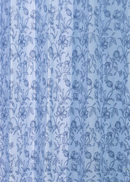 French Farmhouse printed cotton Fabric - Blue