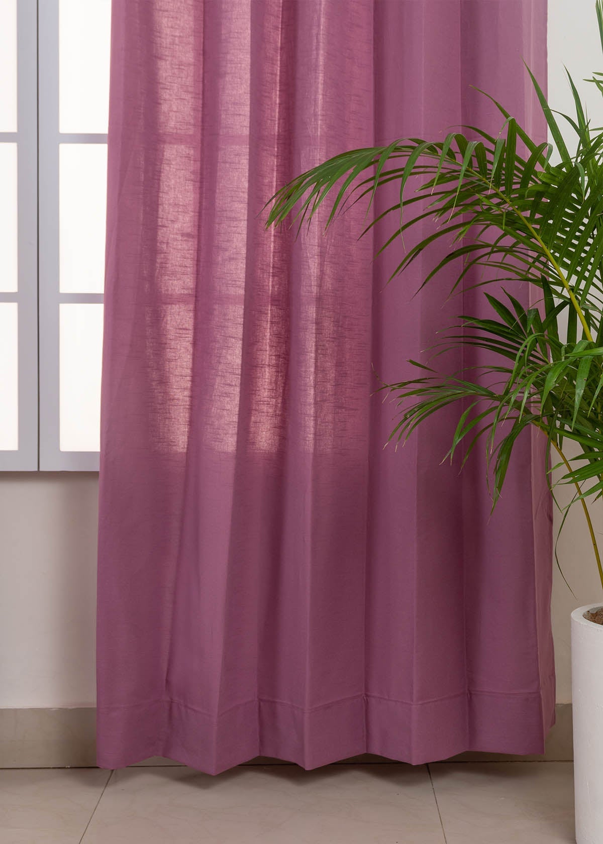Solid Grape 100% cotton plain curtain for bedroom - Room darkening - Single Piece