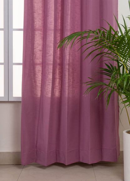 Solid Grape 100% cotton plain curtain for bedroom - Room darkening - Single Piece