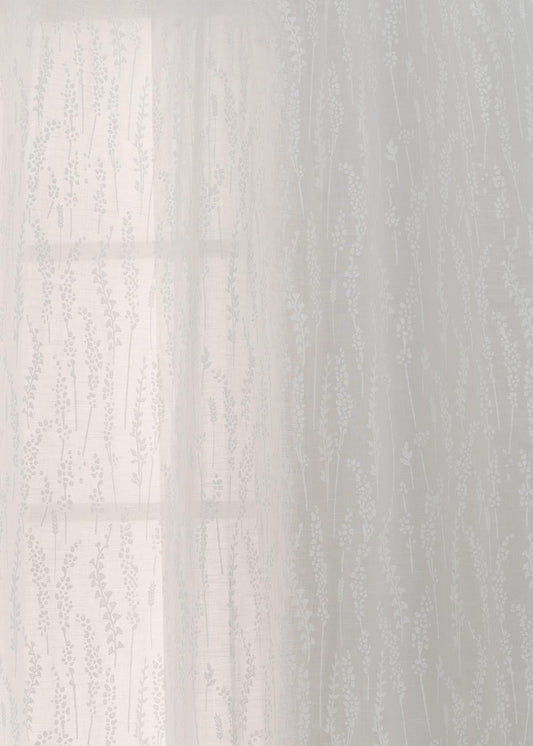 Grass Fields printed sheer Fabric - White