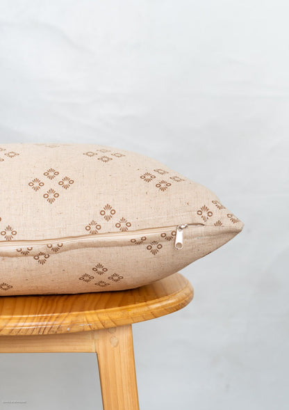 Harvest linen minimal print cushion cover for sofa - Brown