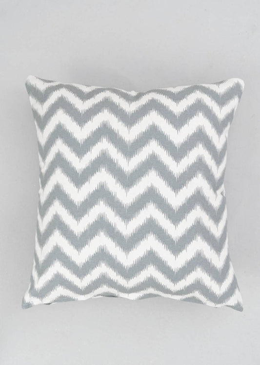 Ikat Chevron 100% cotton geometric cushion cover for sofa - Grey