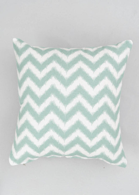 Ikat Chevron 100% cotton geometric cushion cover for sofa - Nile Blue