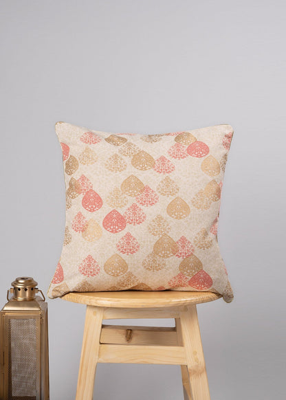 Indian Shimmer 100% cotton gold print ethnic cushion cover for sofa - Brown