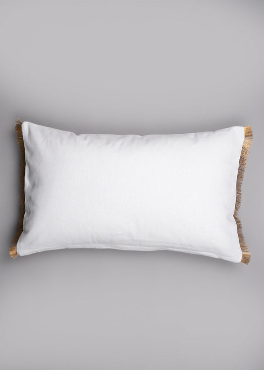 Lotus Blossom  100% cotton decorative cushion cover for sofa with gold fringe - Green