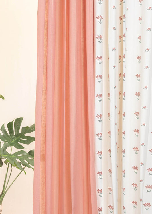 Lotus Pond, Clay Sheer Set Of 4 Combo Cotton Curtain - Off White