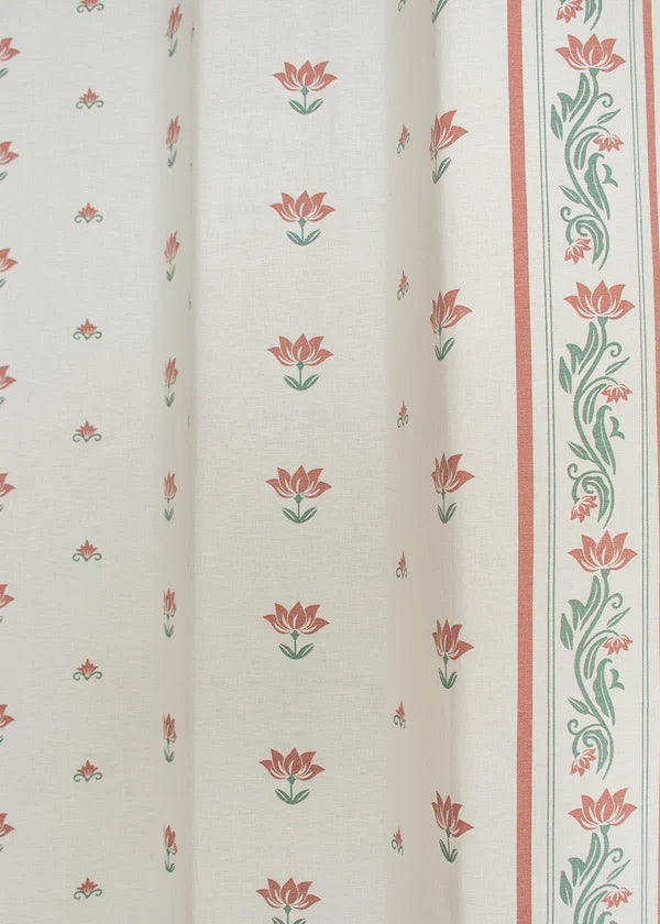 Lotus Pond 100% Customizable Cotton floral blind for living room - Room darkening