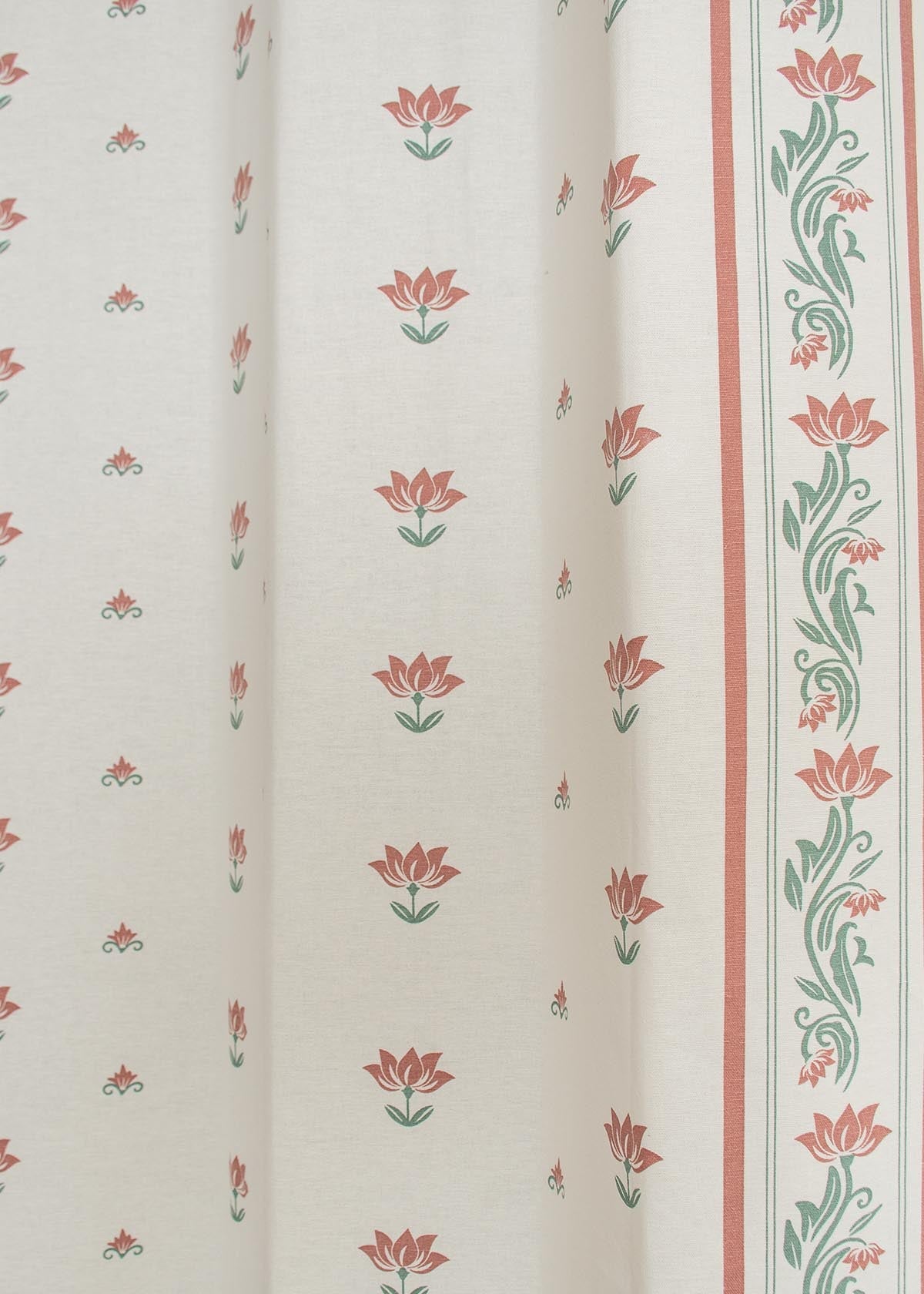 Lotus Pond printed cotton Fabric - Multicolor