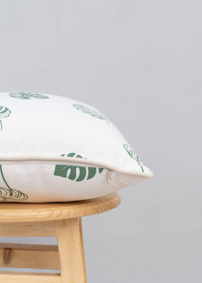 Monstera Printed 100% cotton floral cushion cover for sofa