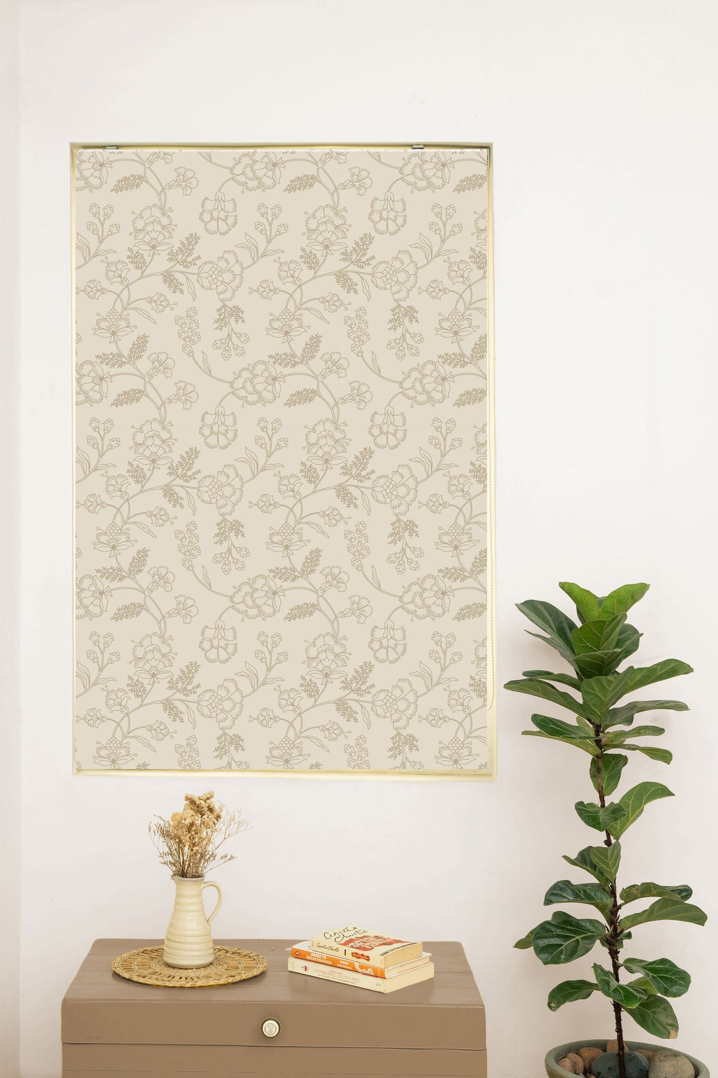 Mukta 100% Cotton Embroidered Customizable blind for livingroom & Bedrooms-Light Reduction-Brown & Beige