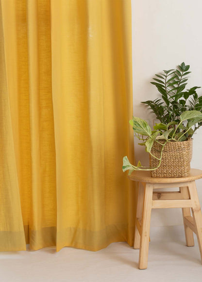 Solid Mustard 100% cotton plain curtain for bedroom - Room darkening - Single Piece