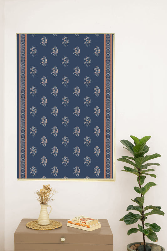 Neela 100% Cotton Ethnic Printed Customizable blind for living room & Bedrooms-Room Darkening-Indigo