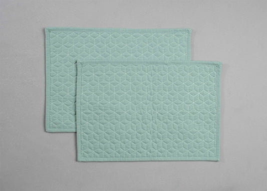 Quilted Solid Cotton Placemats - Nile Blue