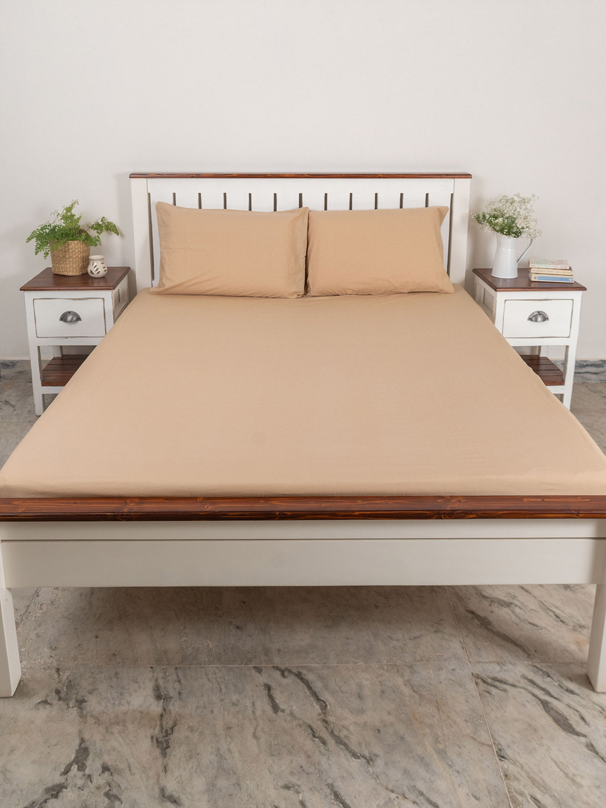 Solid Cotton Flat Sheet - Pebble