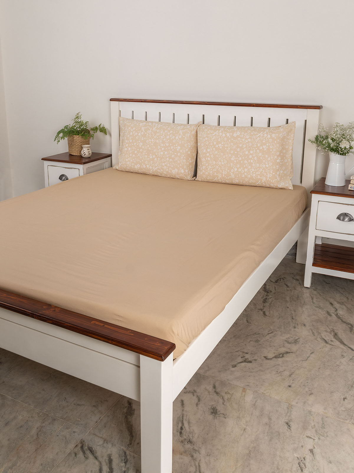 Solid Cotton Flat Sheet - Pebble