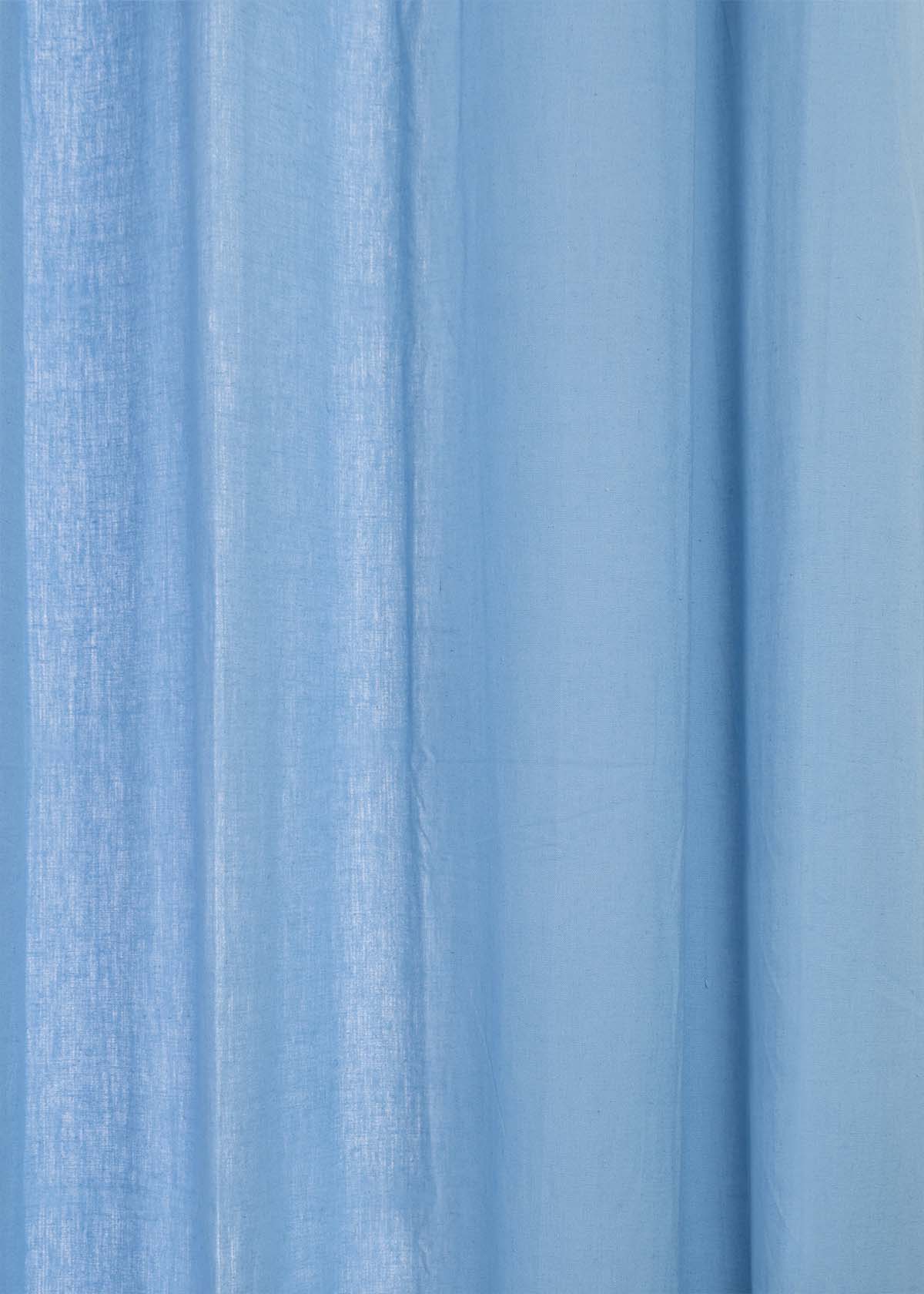 Solid Powder blue 100% cotton plain curtain for bedroom - Light Reduction - Single Piece