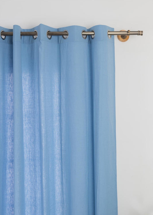 Solid Powder blue 100% cotton plain curtain for bedroom - Light Reduction - Single Piece