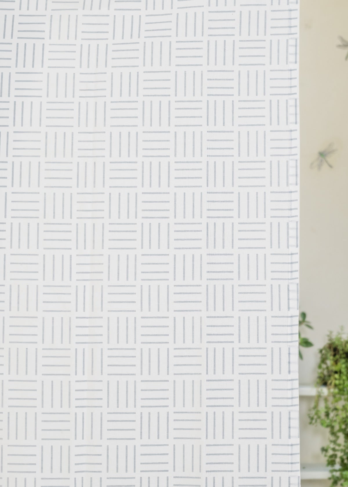 Hashlines printed cotton Fabric - Grey