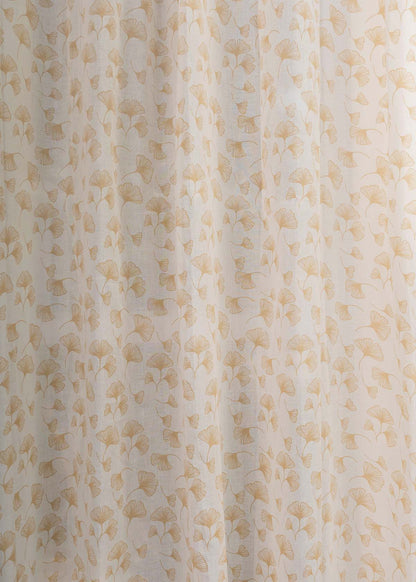 Gingko Beige 100% cotton sheer floral curtain for living room -  Light filtering - Single Piece