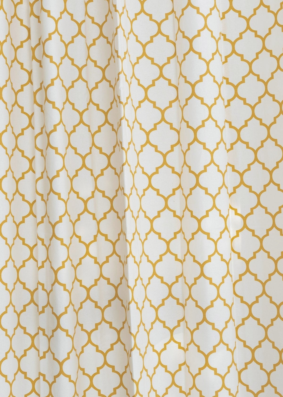 Trellis Printed Mustard 100% cotton geometric curtain for bed room - Light Reduction - Single Piece