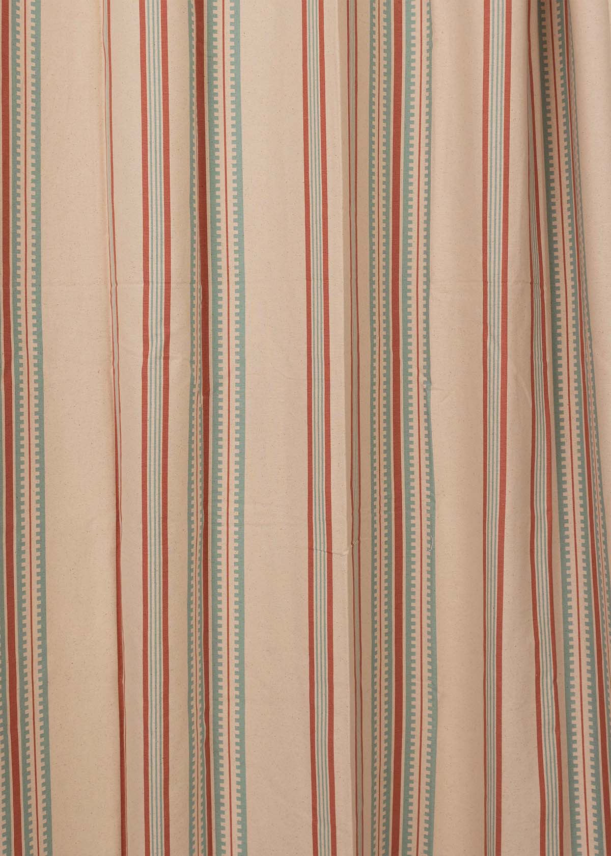 Roman Stripes 100% cotton geometric curtain for bed room - Room darkening - Multicolor - Single Piece