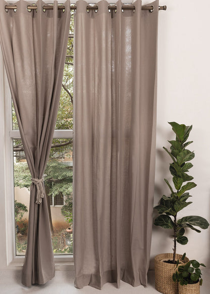 Solid Walnut Grey 100% cotton plain curtain for bedroom - Room darkening - Single Piece