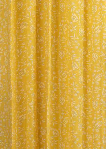 Yellow Daisy 100% cotton floral curtain for kids room, living room & bed room - Room darkening - Single Piece