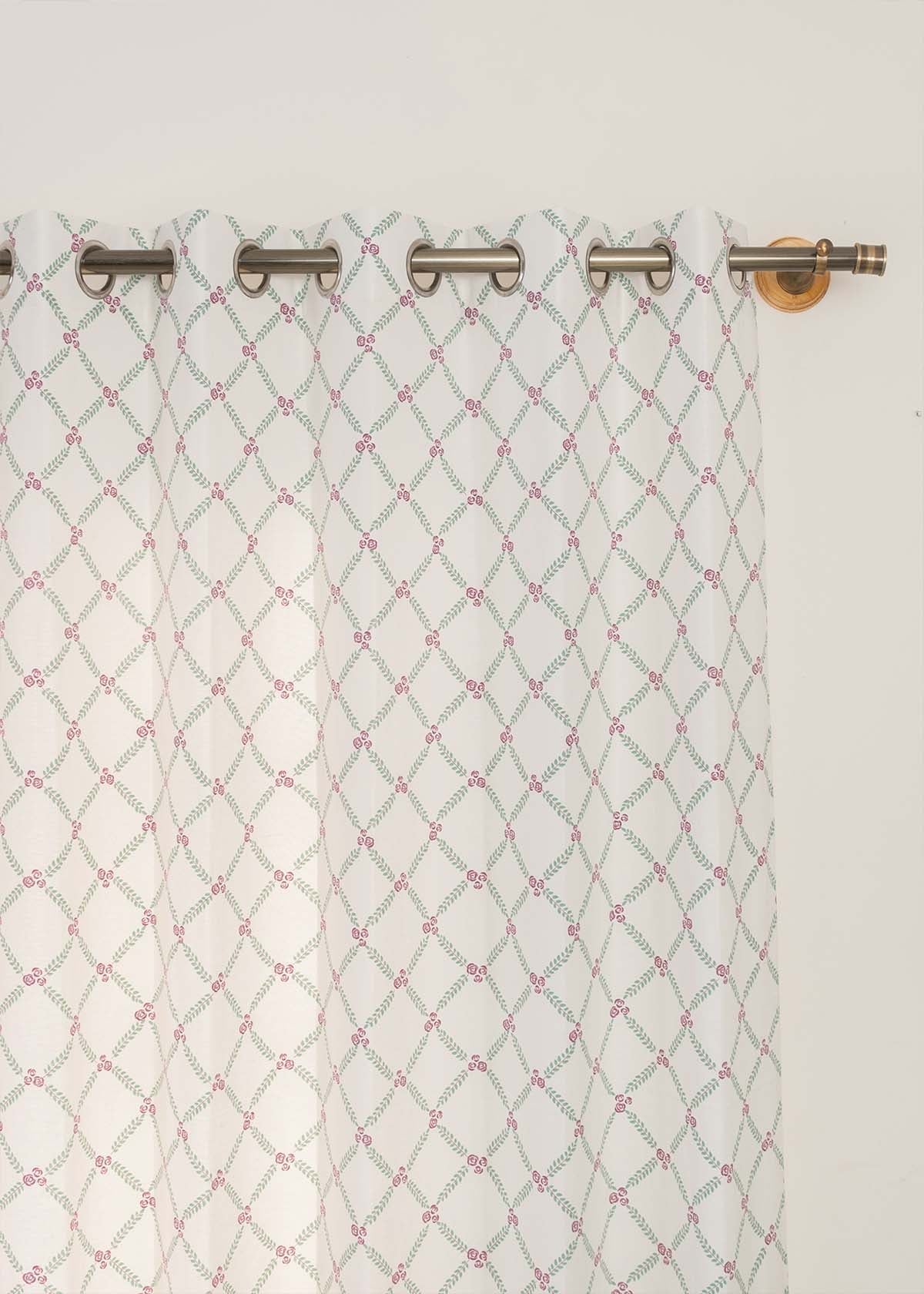 Climbing Roses Lavender 100% cotton floral curtain for living room - Light Reduction - Single Piece