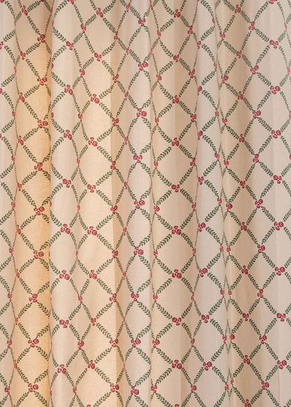 Climbing Roses Wine Red 100% cotton floral curtain for living room - Room darkening - Single Piece