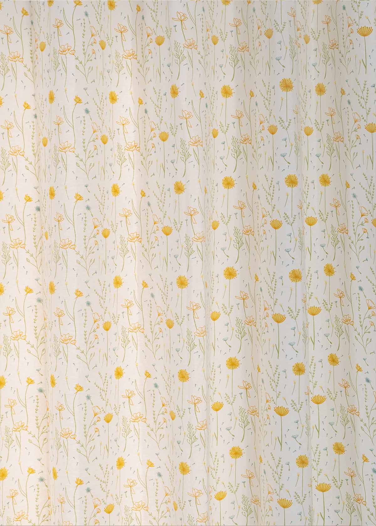 Drifting Dandelion Yellow 100% cotton floral curtain for kids room, living room - Light Reduction - Single Piece