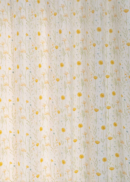 Drifting Dandelion Yellow 100% cotton floral curtain for kids room, living room - Light Reduction - Single Piece