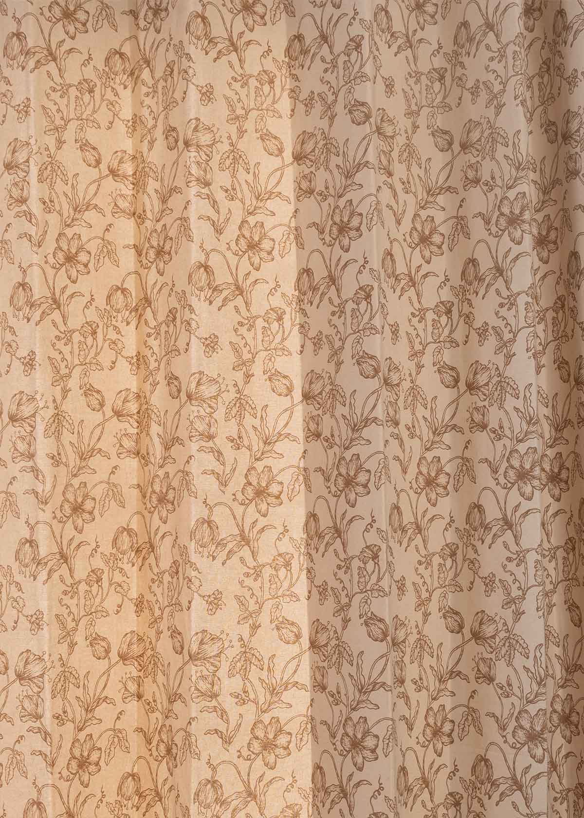 French Farmhouse 100% cotton floral curtain for living room - Room darkening - Beige - Single Piece