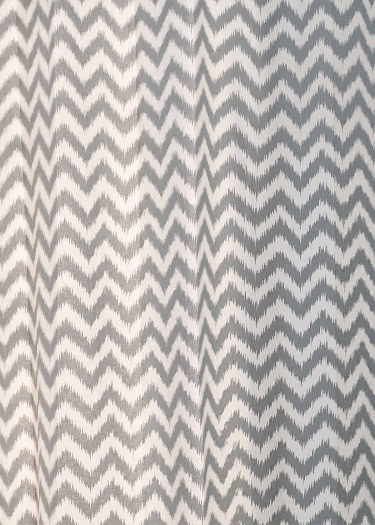 Ikat Chevron Grey 100% cotton geometric curtain for living room - Room darkening - Single Piece